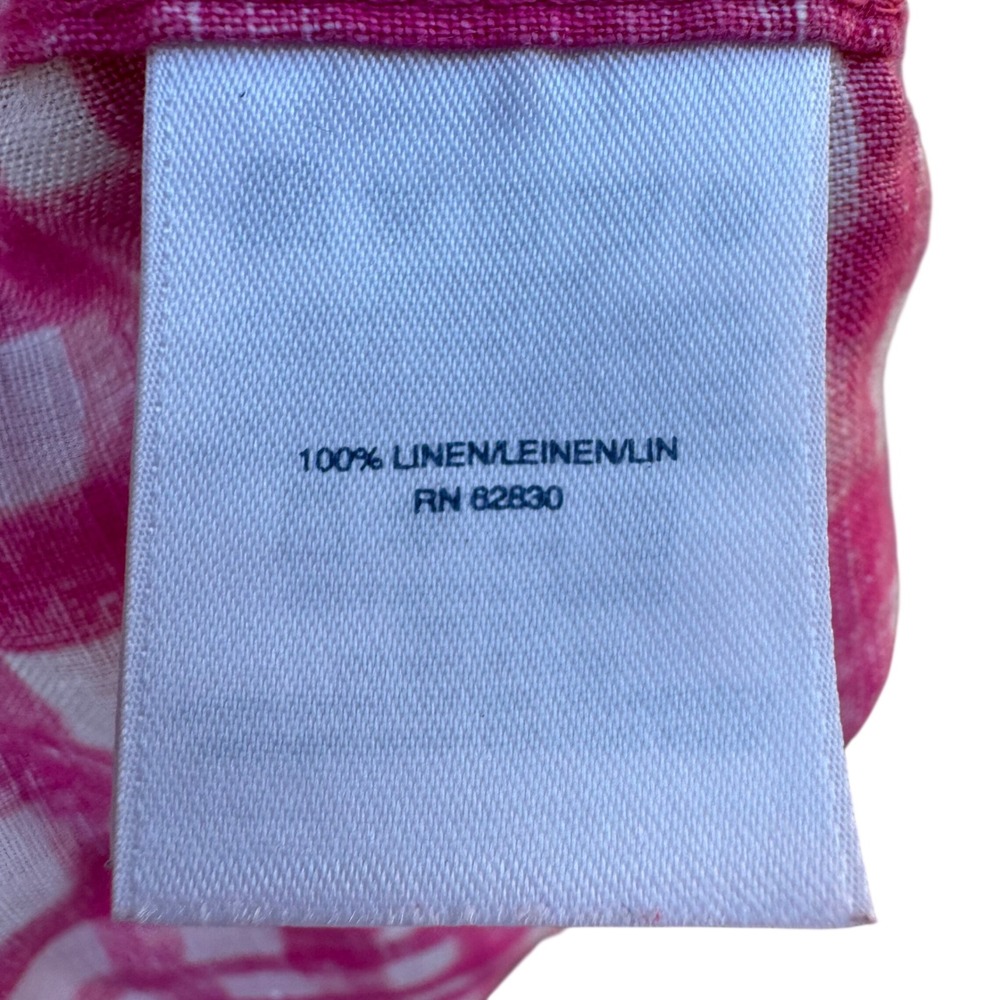Lands End Button Down Shirt Mens M Pink Excellent 100% Linen Short Sleeve Shirt - Picture 6 of 11